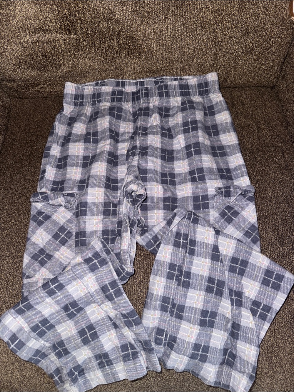 Kids Plaid Pajama Bottoms in Gray and Blue - Comfortable Sleepwear